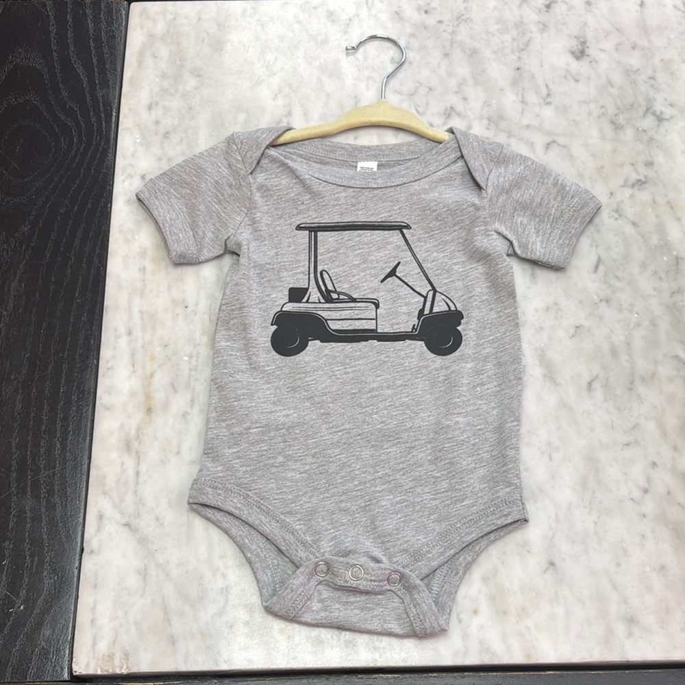 Gray Golf Cart Kids Bodysuit